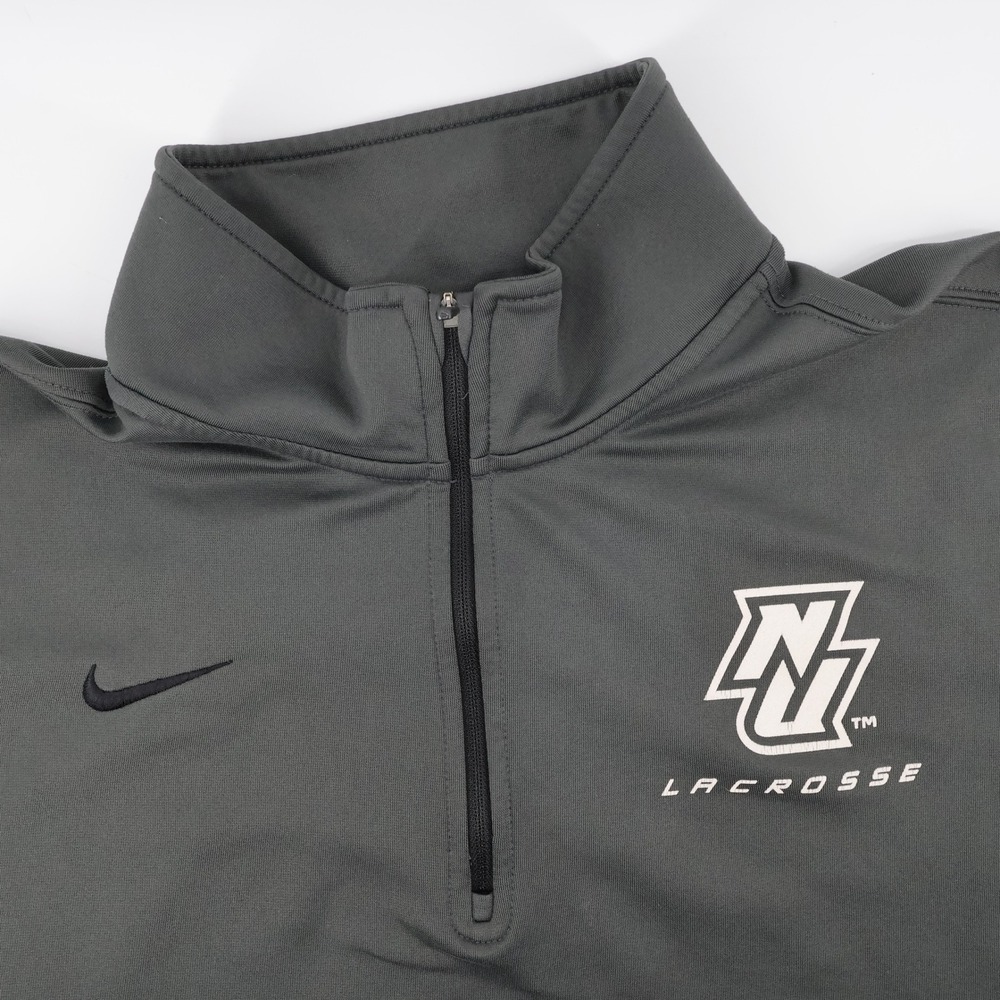 Nike Dri-FIT NU Lacrosse Quarter Zip Pullover Gray Long Sleeve Mens Large